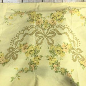 Vtg Percale Yellow‎ Floral Twin Flat Sheet w/ Standard Pillowcase Cottagecore